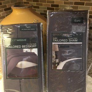 NIP Smoothweave Tailored bed skirt and pillow sham set - chocolate 14" drop